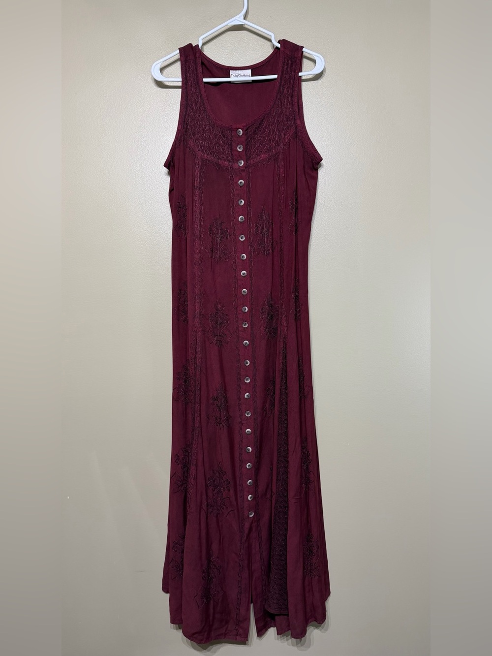 Vintage Y2K Holyclothing Renaissance Whimsigoth Embroidered Maroon Maxi